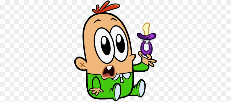 Bunsen Character Baby Mikey Munroe Holding Pacifier, Cartoon, Grass, Plant Png Image