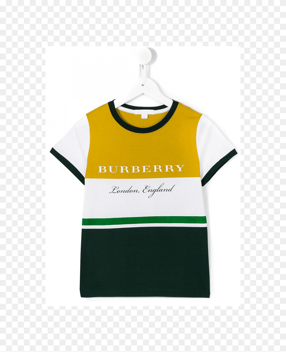 Burberry Kids Striped T Shirt In Green, Clothing, T-shirt, Person Png Image