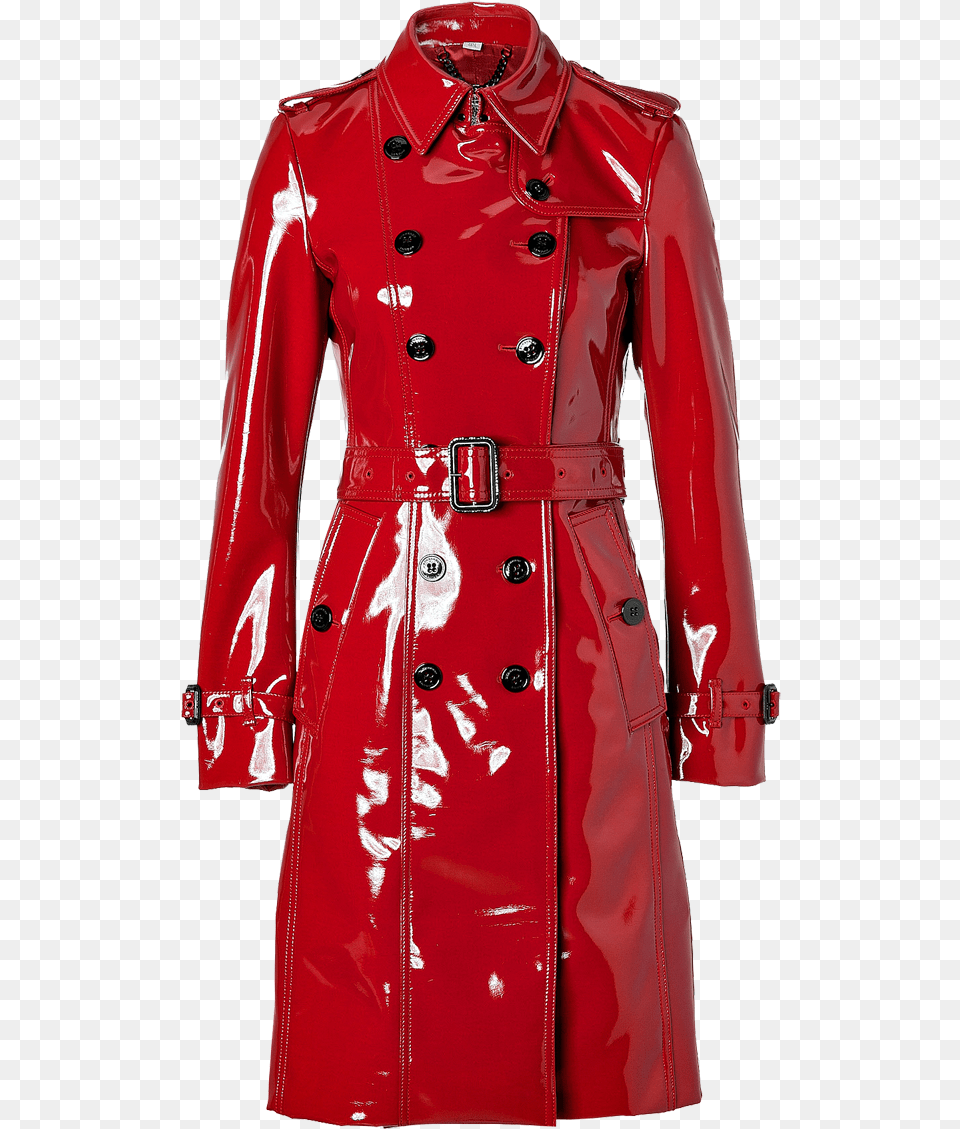 Burberry London Lacquer Red Queenscourt Trench Coat, Clothing, Overcoat, Trench Coat Png