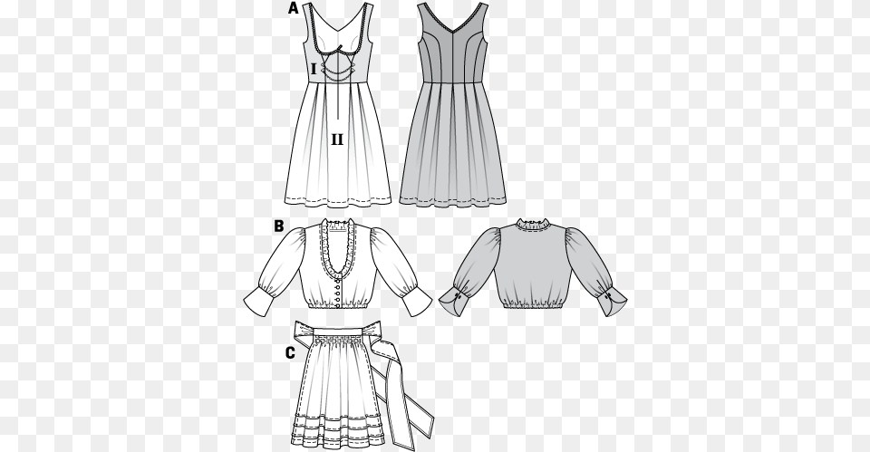 Burda Ladies Drindl Folklore Fancy Dress Costume Fabric Burda 7443 Women39s Dirndl, Clothing, Blouse, Adult, Female Free Transparent Png