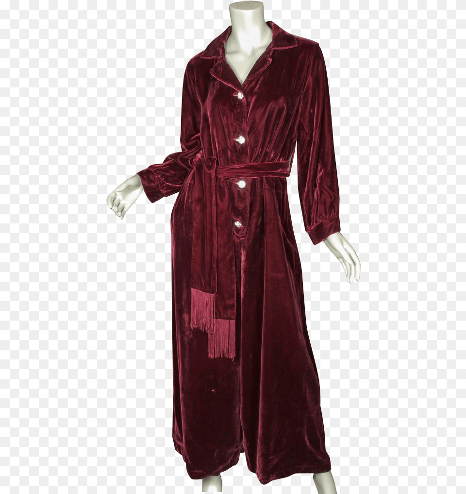 Burgandy Buttons Gown, Velvet, Clothing, Coat, Adult Free Png Download