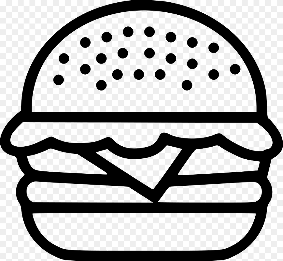 Burger Black And White Icon, Food, Stencil Png Image