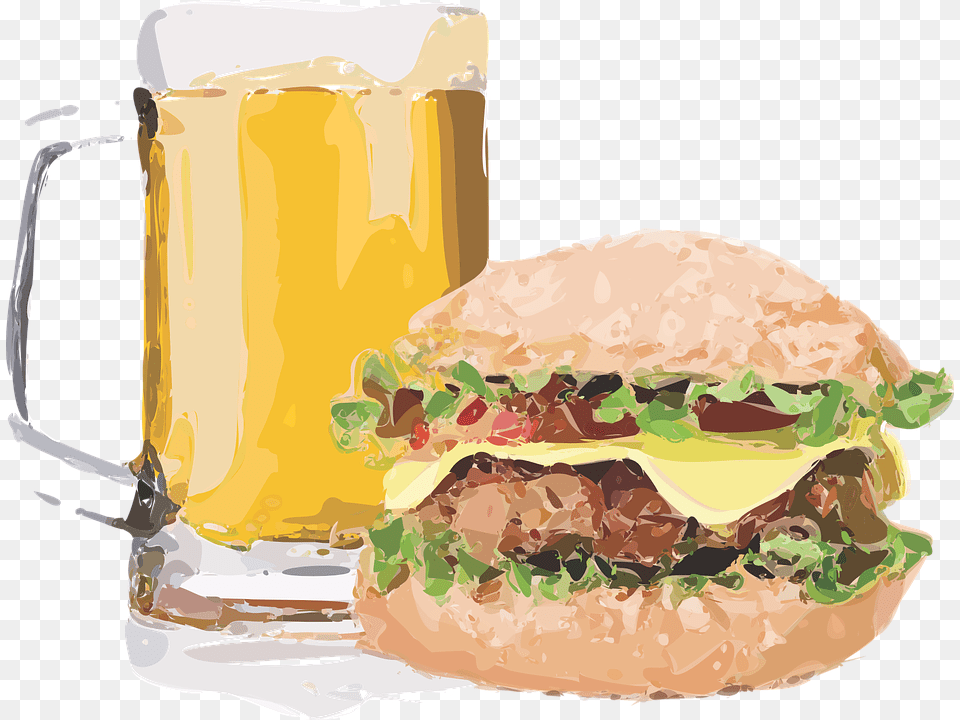 Burger Brew Beer Cheeseburger Burger And Beer Vector, Glass, Alcohol, Beverage, Cup Png