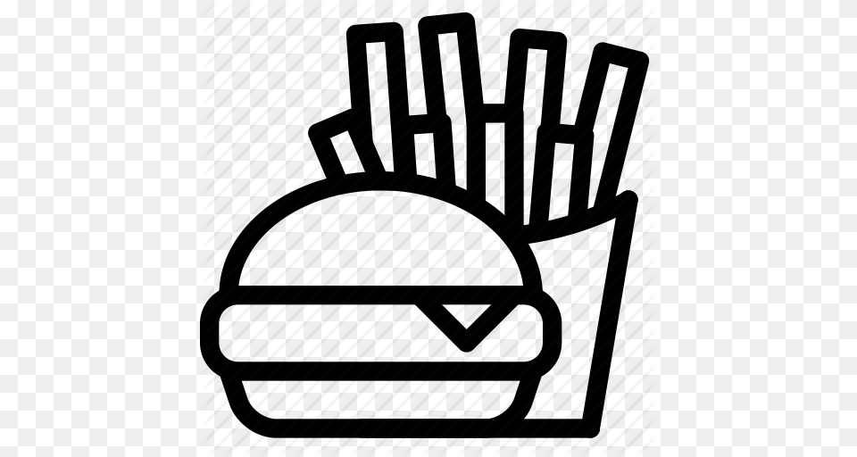 Burger Chips Fast Food Fries Hamburger Icon, Furniture, Bag, Chair, Cutlery Png Image