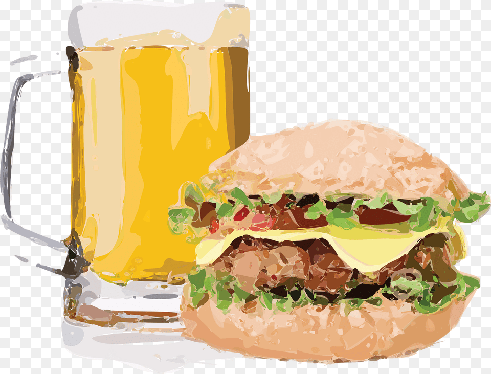 Burger Clipart, Glass, Alcohol, Beer, Beverage Png