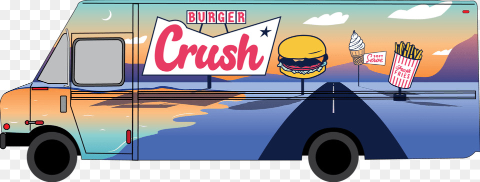 Burger Crush Truckfinal Illustration, Food, Bus, Transportation, Vehicle Png