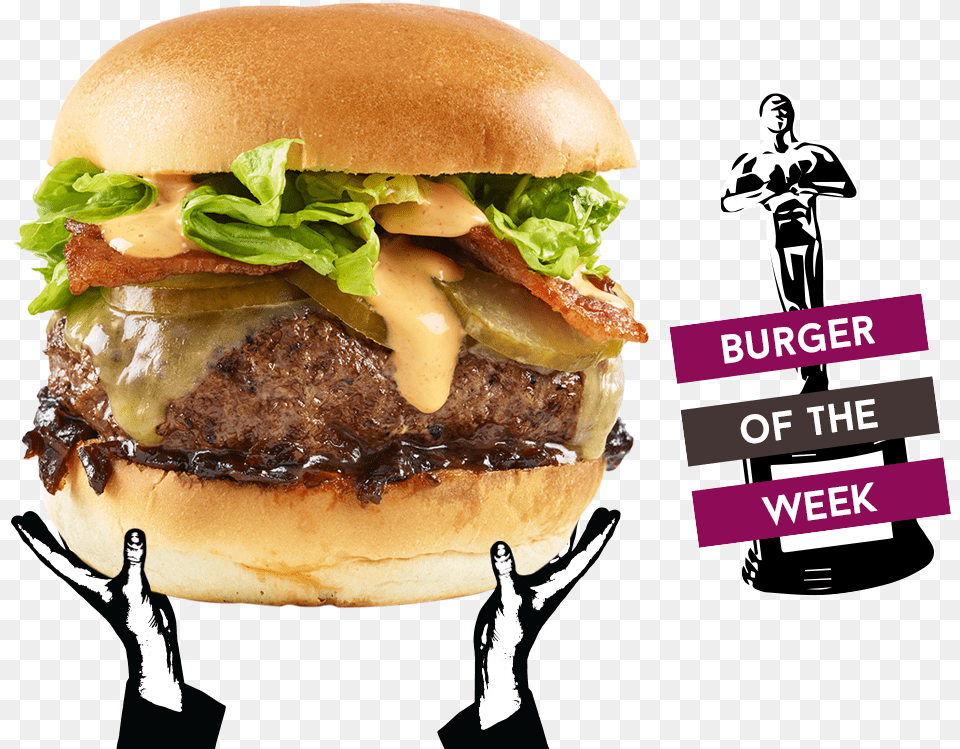 Burger Of The Week Chosen Bun Burger, Food, Person, Man, Male Free Transparent Png