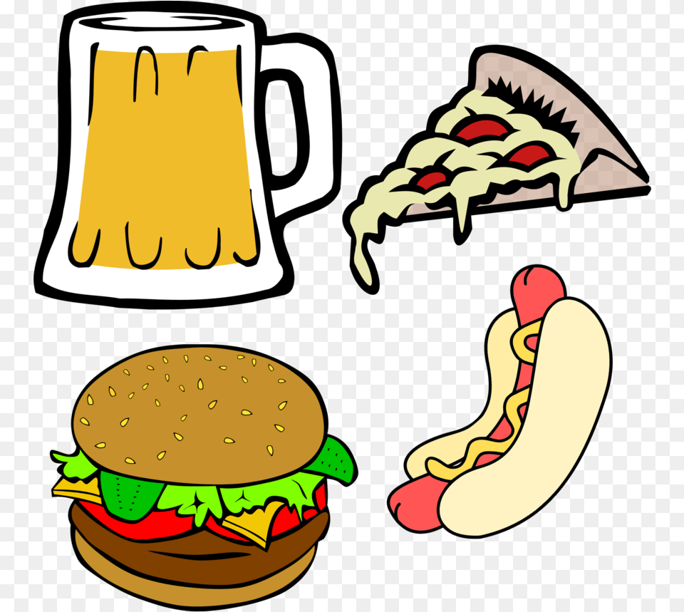 Burger Vector Beer Pizza Cartoon Transparent Background, Food, Cup Free Png Download