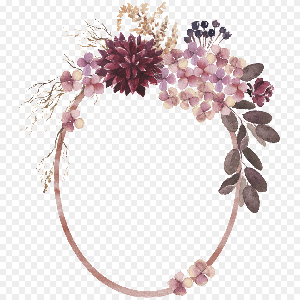 Burgundy Watercolor Flowers Purple Flower Wreath Watercolor, Accessories, Plant, Jewelry Free Transparent Png