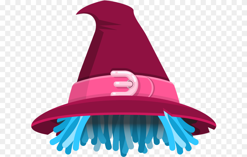 Burgundy Witch Hat With Blue Hair Box Critters Wiki Chapeu Bruxa Vermelho, Clothing, Brush, Device, Tool Free Png Download