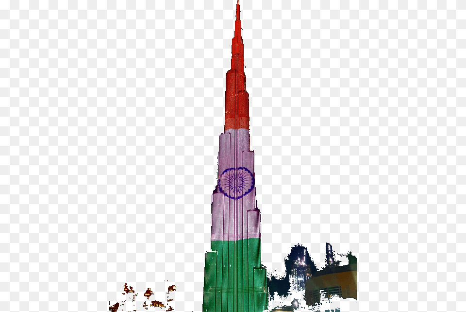 Burj Khalifa Lights Up In Indian Tricolour Burj Khalifa, Architecture, Building, Spire, Tower Free Png Download