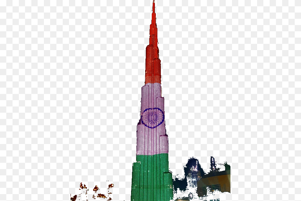 Burj Khalifa Lights Up In Indian Tricolour India Burj Khalifa Republic Day, Architecture, Building, Spire, Tower Png