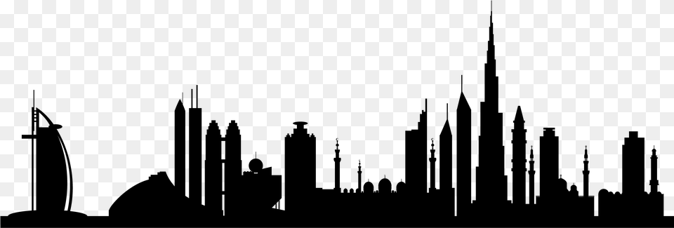 Burj Khalifa Skyline Silhouette Royalty Dubai City Skyline, Gray Free Transparent Png