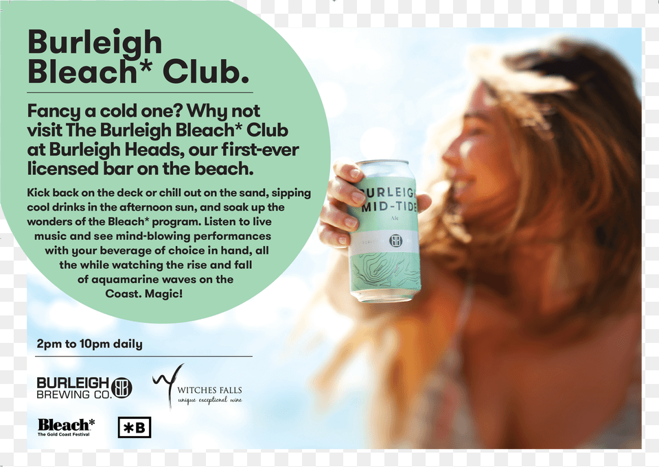 Burleigh Bleach Club Event, Advertisement, Body Part, Person, Hand Png Image