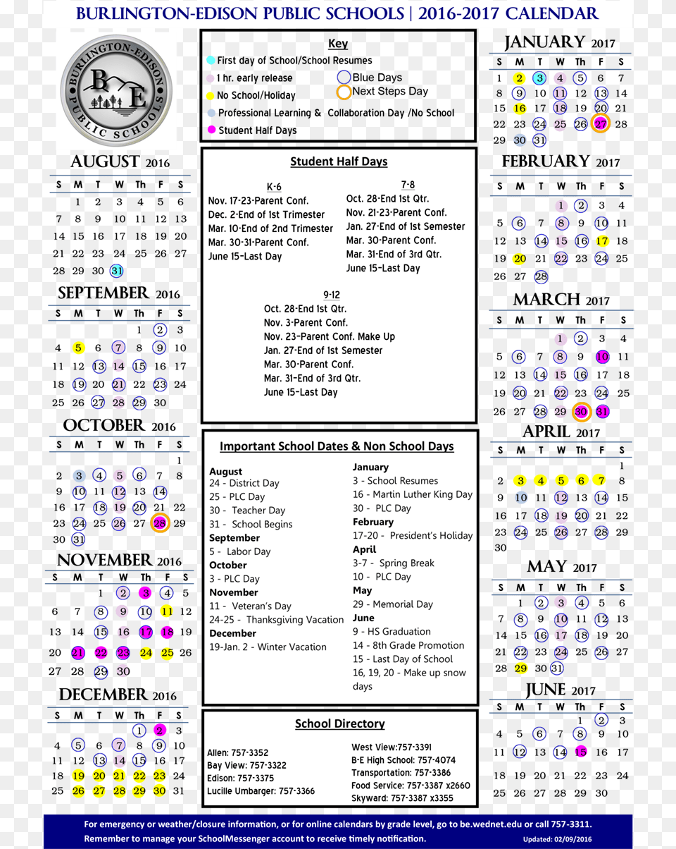 Burlington Edison School District Calendar, Page, Text Free Png