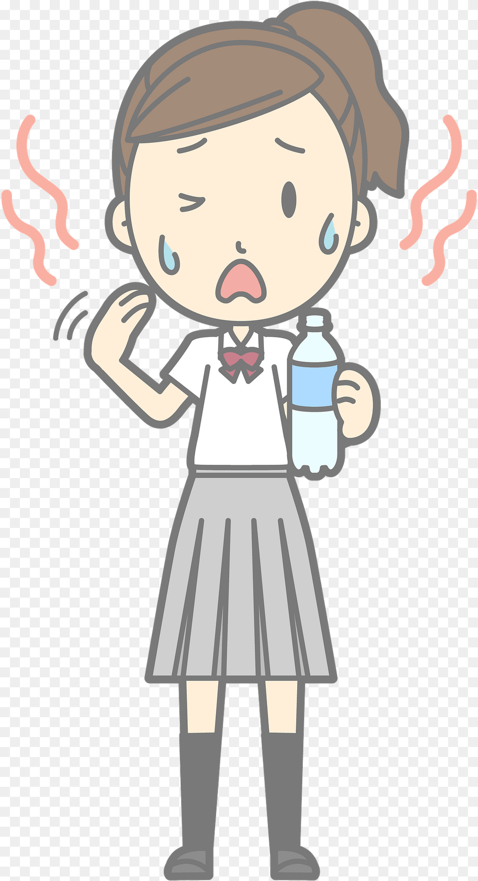 Burned School Girl Holding A Water Bottle Clipart, Face, Head, Person, Book Free Png Download