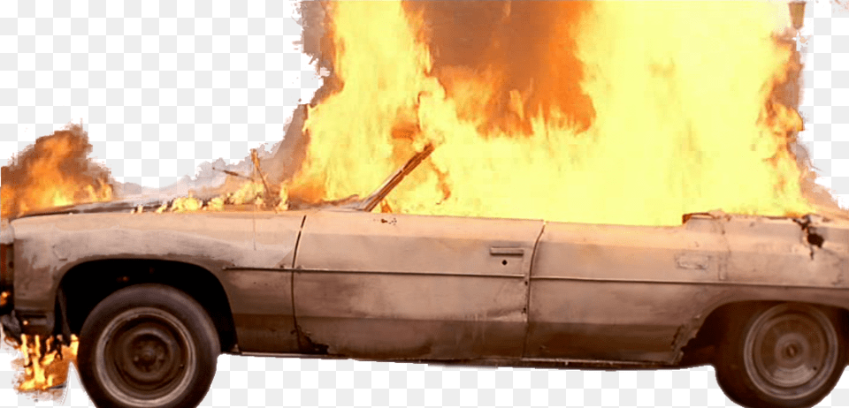 Burning Car Car In Fire, Wheel, Machine, Flame, Weapon Free Png