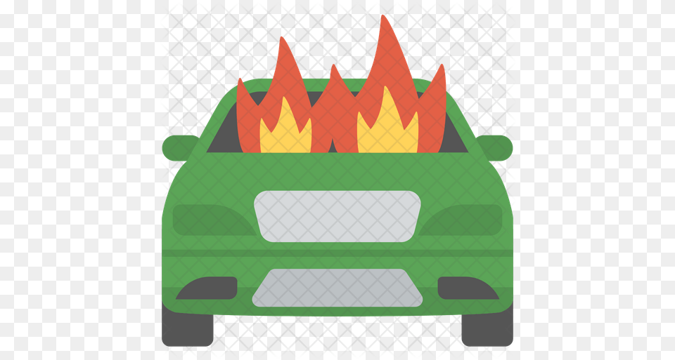Burning Car Icon Of Flat Style Clip Art, License Plate, Transportation, Vehicle, Bulldozer Free Png