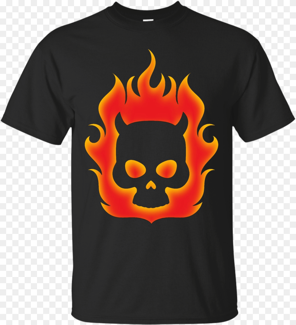 Burning Devil Skull With Horns Popeyes T Shirt, Clothing, T-shirt Png