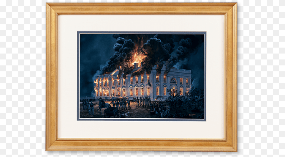 Burning Of The White House By Tom Freeman Dolley Madison George Washington Portrait, Fireplace, Indoors, Person, Animal Free Png Download