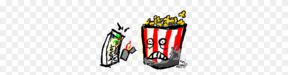 Burnt Popcorn Bucket Looks Scared Drawing, Weapon, Dynamite Free Png Download