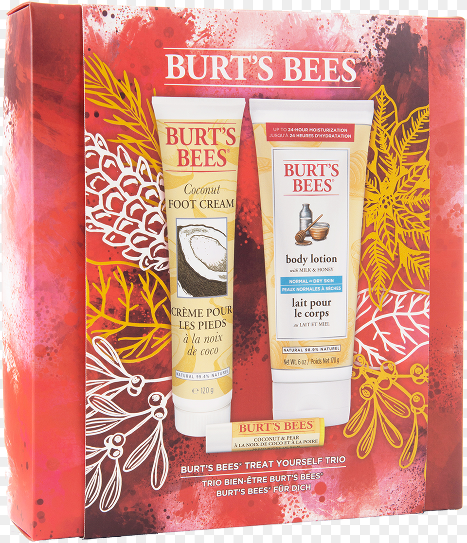 Burt S Bees Treat Yourself Collection Box, Bottle, Lotion, Cosmetics, Sunscreen Png Image