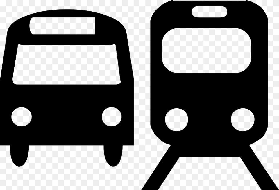 Bus And Train Silhouettes Bus And Train Icon, Stencil, Bus Stop, Outdoors, Pump Free Transparent Png