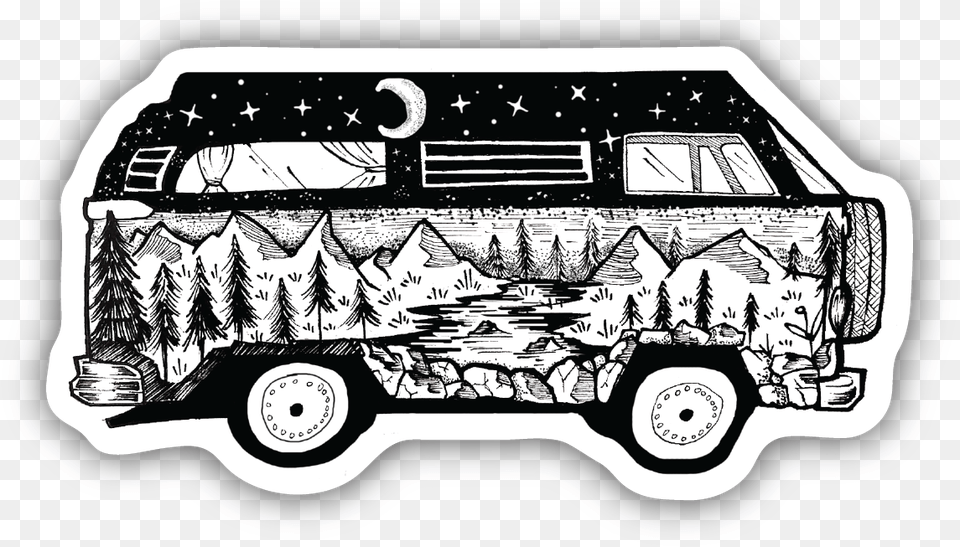 Bus Scene Sticker Sticker, Art, Car, Transportation, Vehicle Free Transparent Png