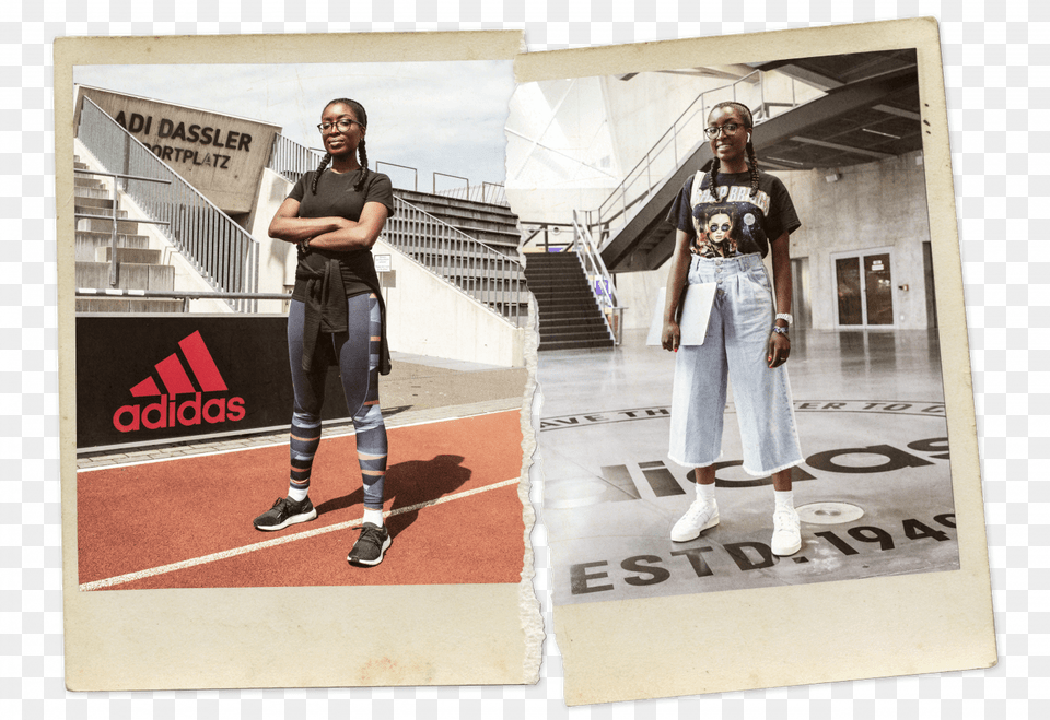 Business Athlete Tobi Gbile At The Adidas Headquarters Adidas, Collage, Pants, Art, Clothing Free Png Download