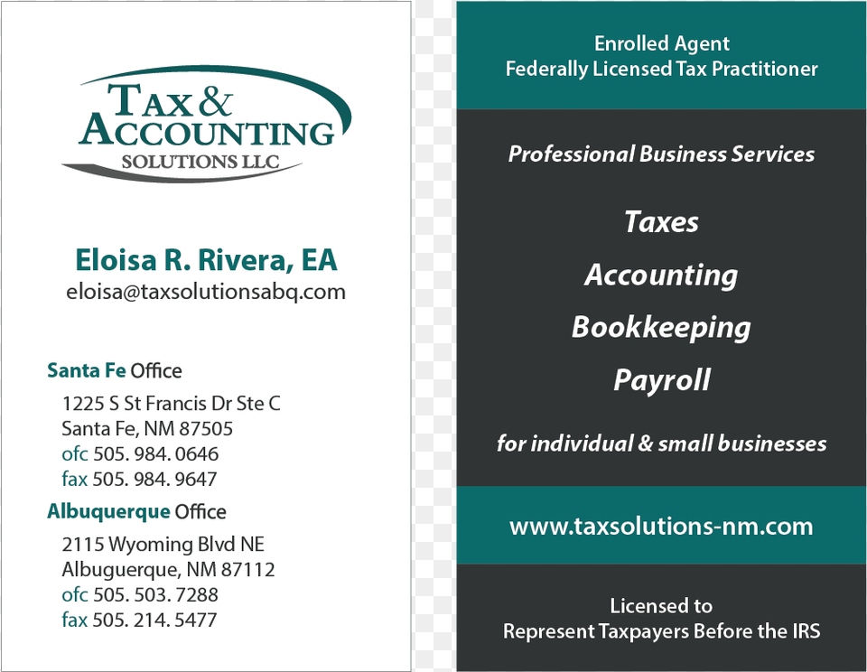 Business Card Design By Sn5z For This Project Tax Accounting Business Card, Advertisement, Poster, Text, Menu Png