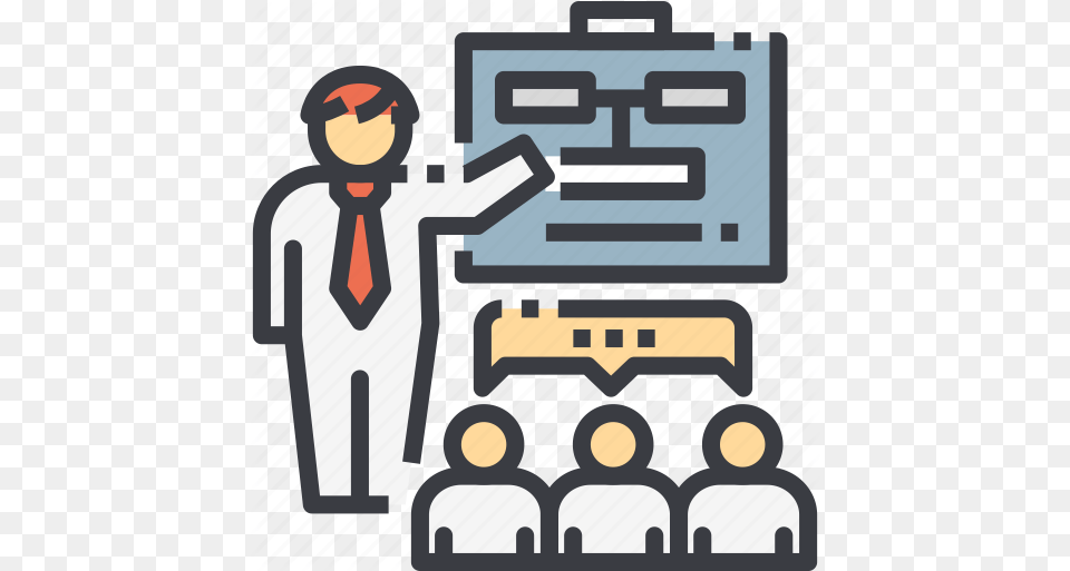 Business Discussion Meeting People Presenting Icon, Person, Bulldozer, Machine Free Transparent Png