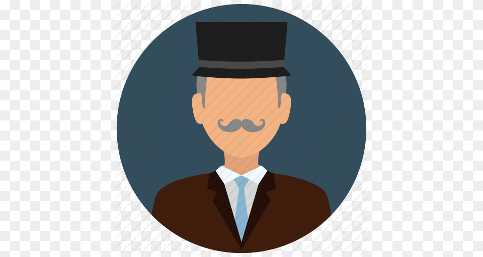 Business Gentleman Hat Man Mustache Old People Icon, Photography, Person, Face, Head Png Image