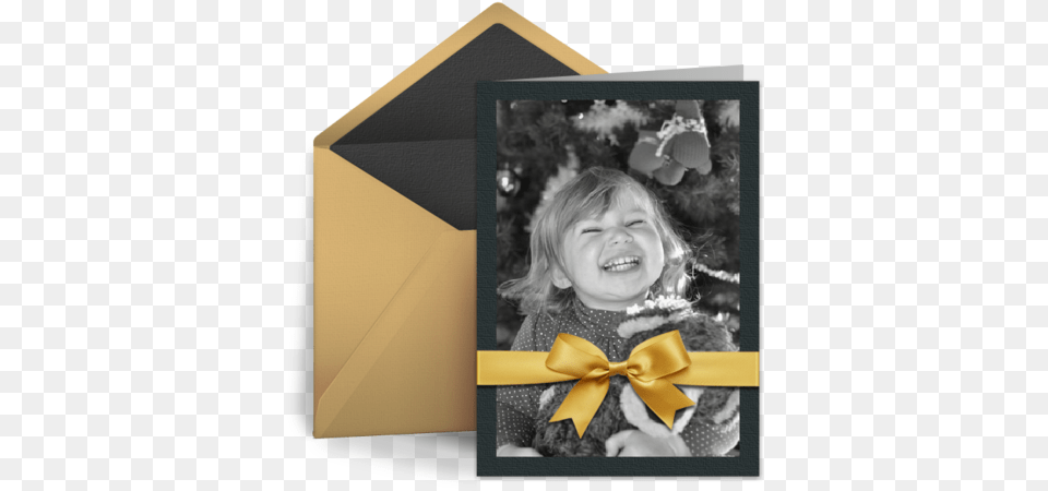 Business Holiday Bow Christmas Card Photograph, Child, Female, Girl, Person Free Png Download