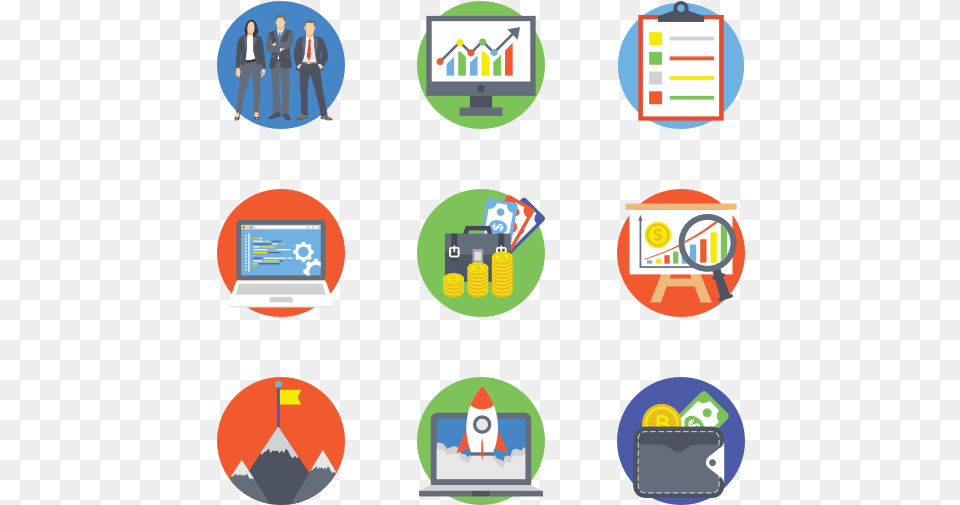 Business Icon Colorful, Person, Computer, Electronics, Pc Free Png Download