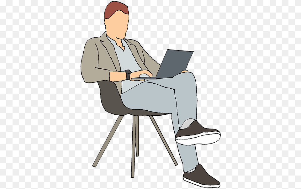 Business Man Casual Image On Pixabay Orang Duduk, Sitting, Person, Pc, Laptop Free Png Download