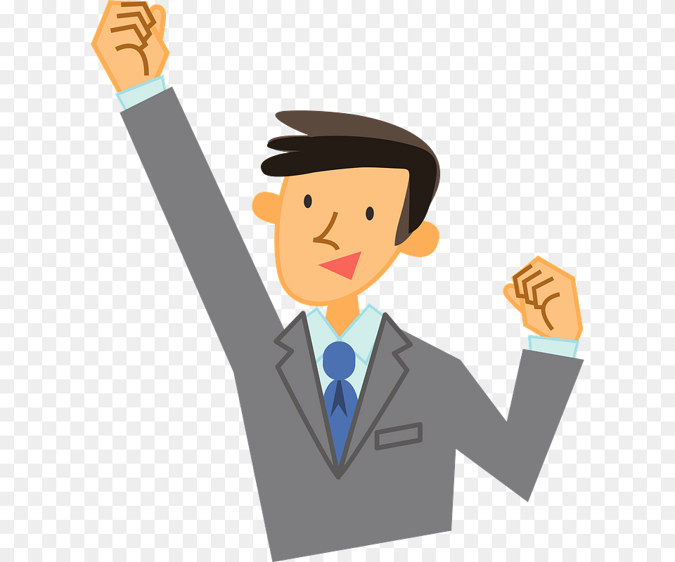 Business Man Fist Pump Clipart Computer Using Guy Clipart, Formal Wear, Suit, Clothing, Accessories Free Transparent Png