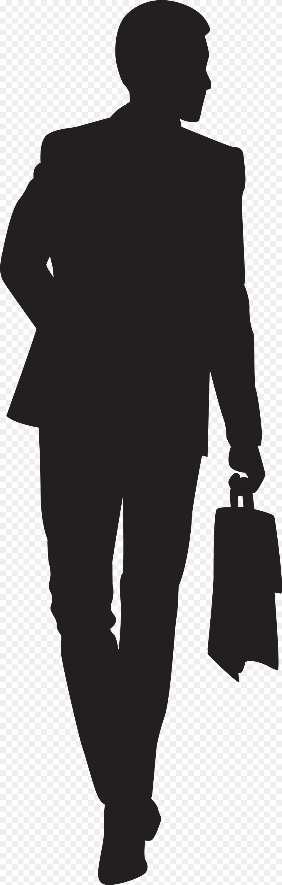 Business Man Silhouette Clipart, Bag, Person, Clothing, Long Sleeve Png Image