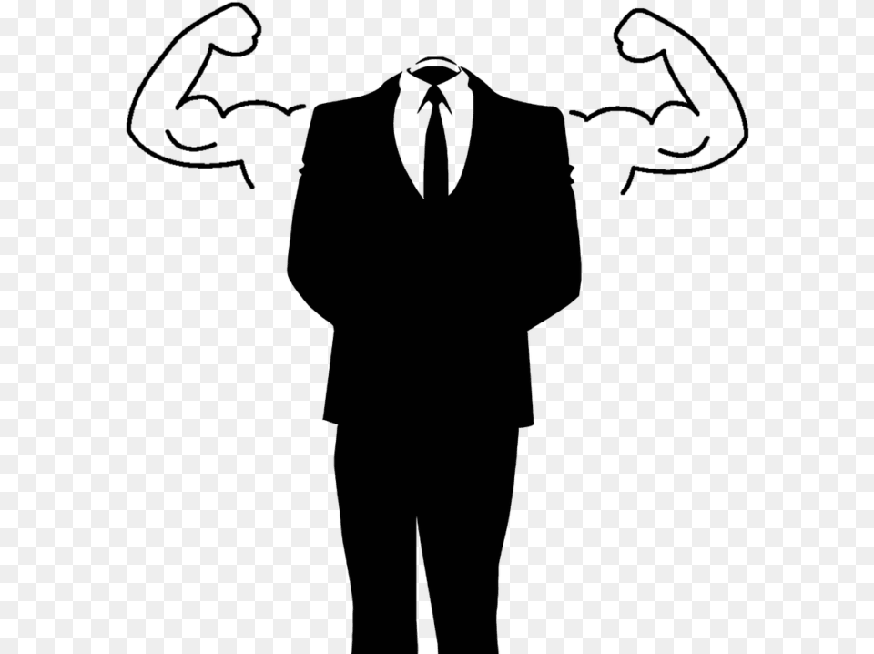 Business Man Suit Anonymous Strength Muscles Believe In Yourself Clipart, Clothing, Formal Wear, Silhouette, Accessories Free Png