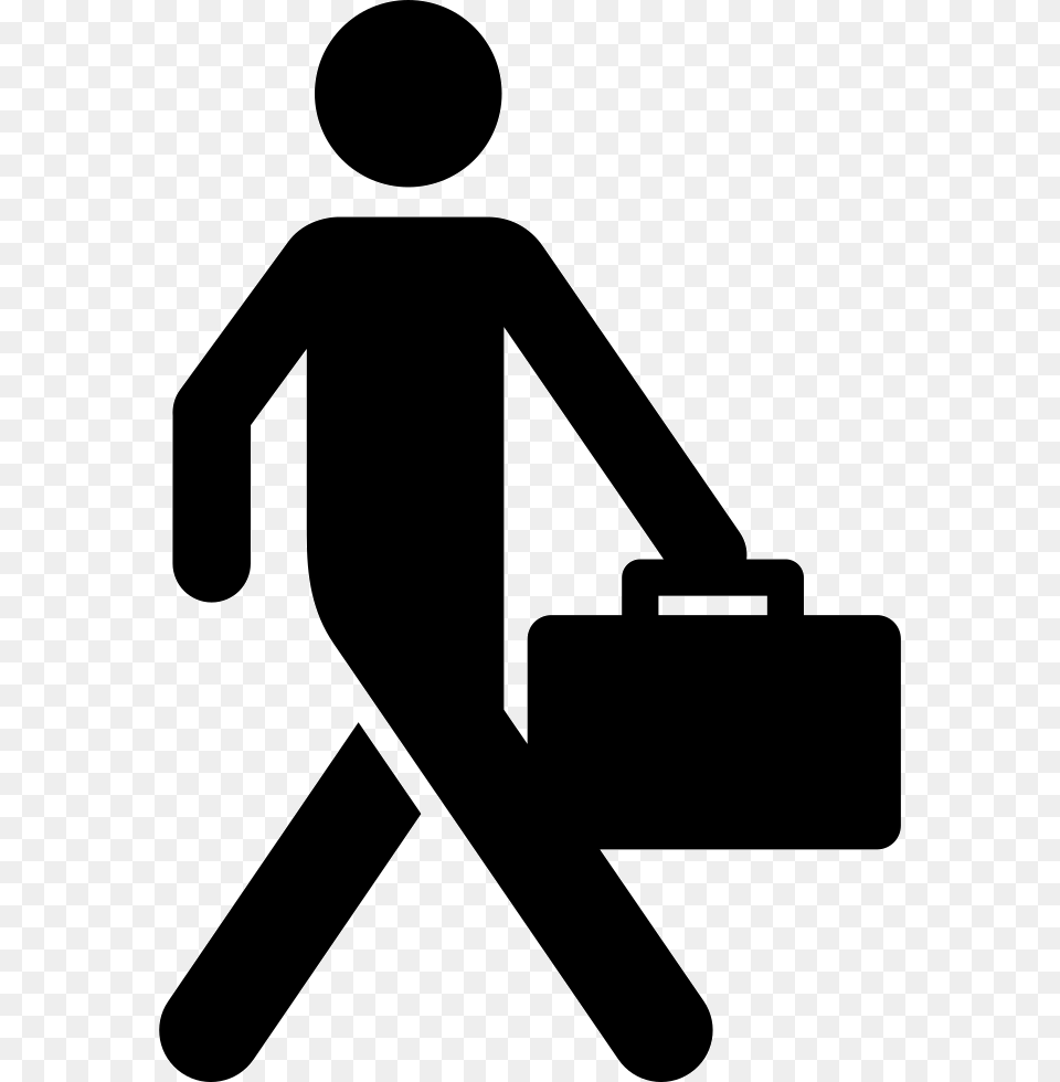 Business Man Walking With Suitcase Stick Figure With Suitcase, Bag, Briefcase, Silhouette Free Transparent Png