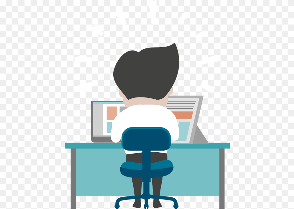 Business Man Working Working At Desk Clipart, Reading, Person, Back, Body Part Free Png Download