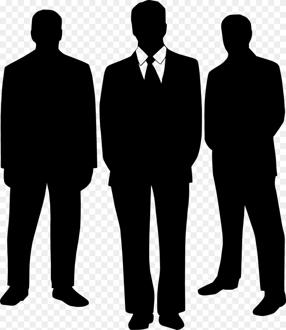 Business Men Black Suits Silhouettes Bodyguards Men In Suits Silhouette, Gray Free Transparent Png