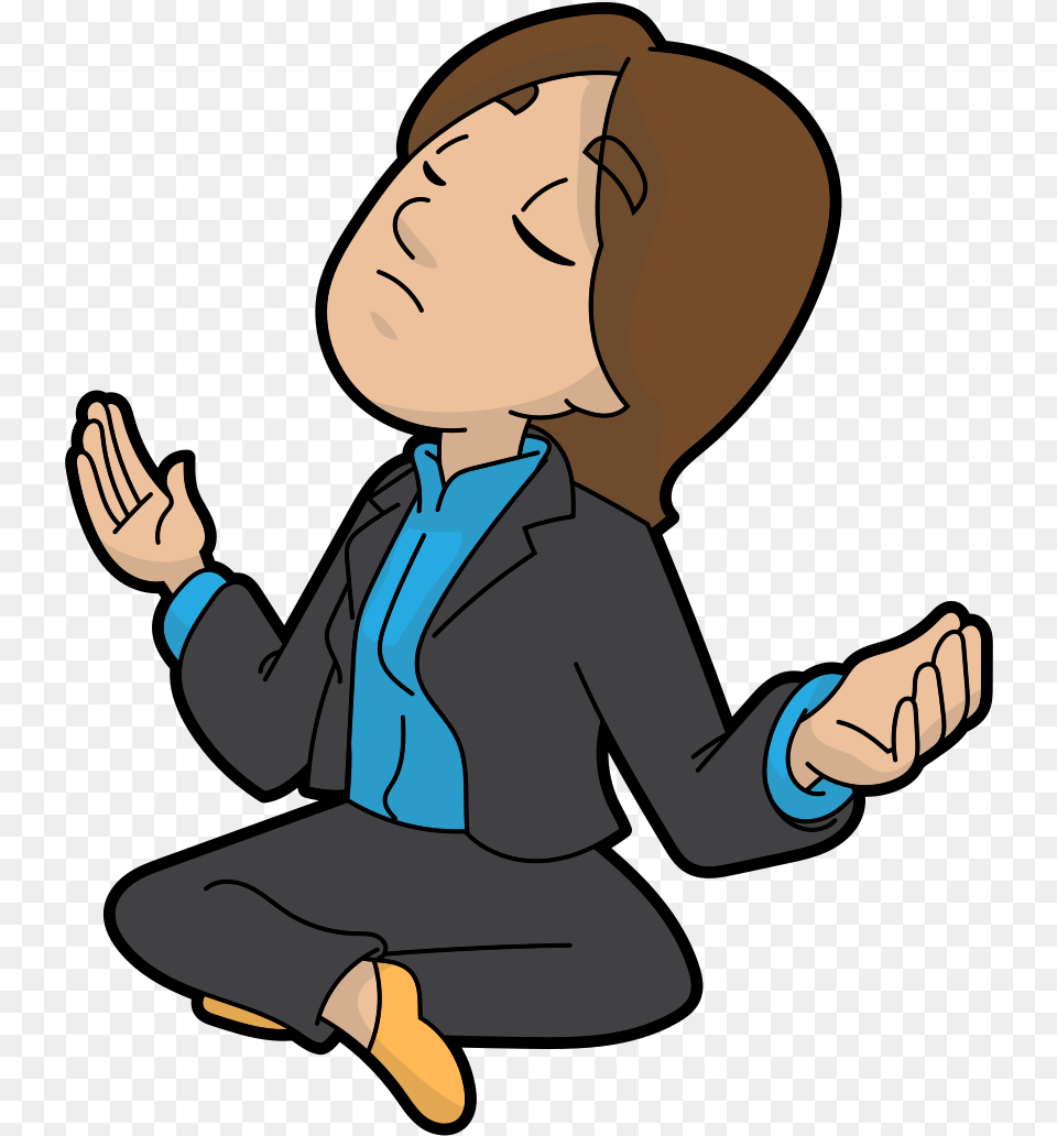 Business People Sitting Commons Meditating Cartoon, Baby, Person, Accessories, Formal Wear Png Image