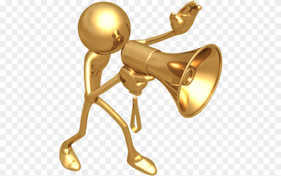 Business Performance Gold Man With Megaphone, Smoke Pipe, Bronze, Musical Instrument, Brass Section Png