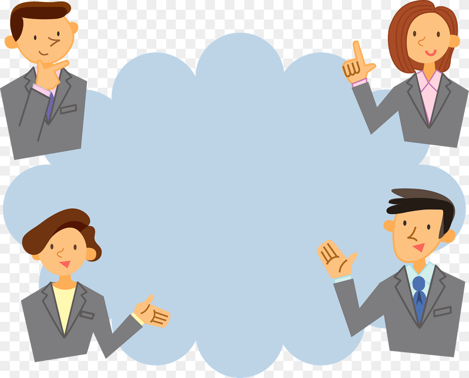 Business Persons Around A Speech Bubble Clipart, Adult, Man, Male, Person Free Transparent Png