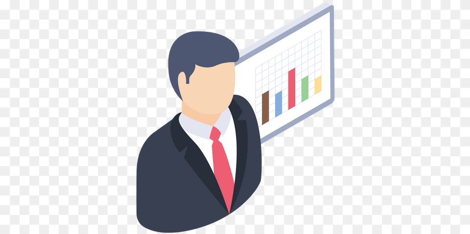 Business Presentation Icon Of Isometric Presentation Business Illustration, Man, Adult, Formal Wear, Person Free Png