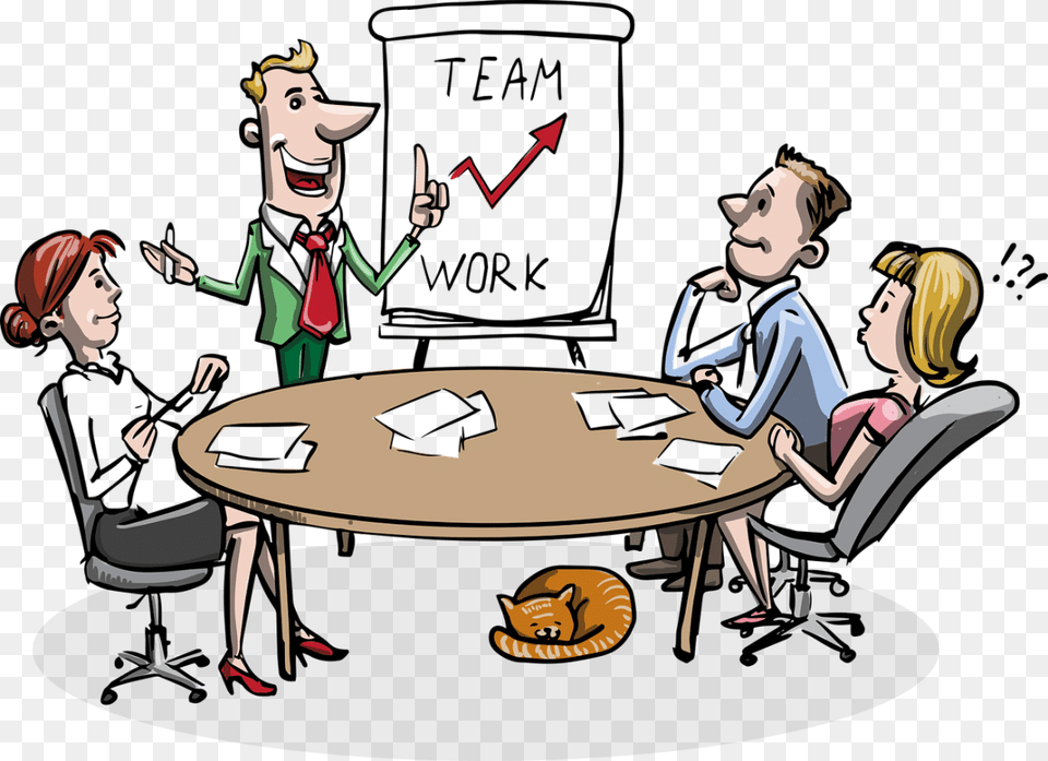 Business Team Meeting Illustrating Transformational Team Player Cartoon, Publication, Book, Comics, Person Png