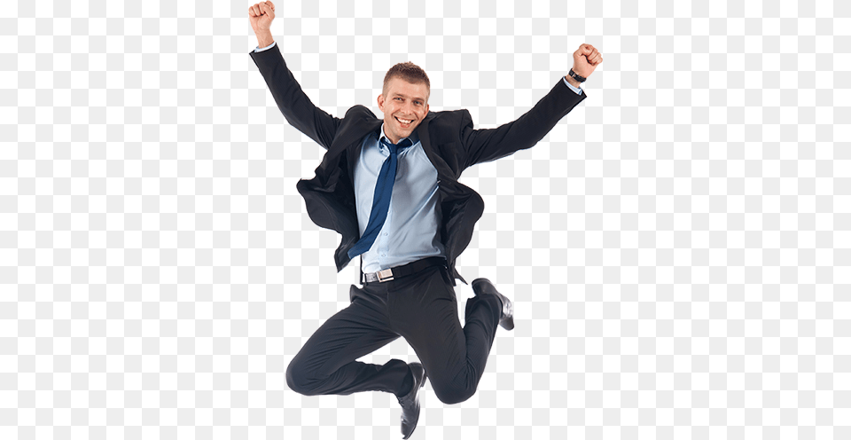 Business Transparent Happy Man Jumping, Formal Wear, Suit, Clothing, Head Png Image