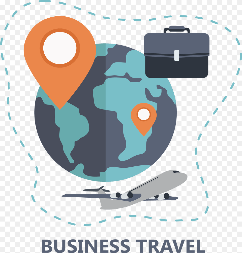 Business Travel Clipart Cute Earth, Aircraft, Airplane, Bag, Transportation Free Transparent Png