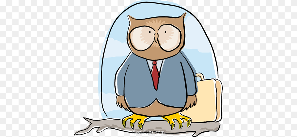 Business Wise Owl Sitting On A Branch Royalty Vector Clip Art, Animal, Beak, Bird, Baby Free Png Download