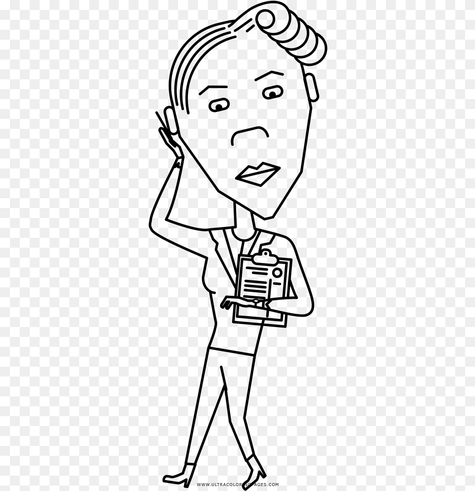 Business Woman Coloring, Gray Png Image